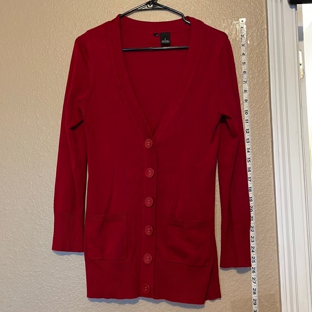 Red long cardigan sweater 